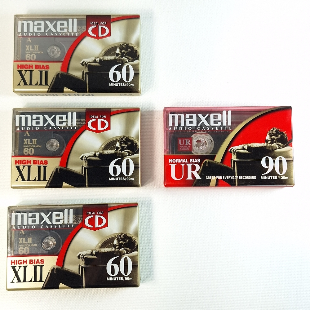 MAXELL UR 90 XLII 60 Blank Cassette Tapes For Recording High Bias Sealed x4